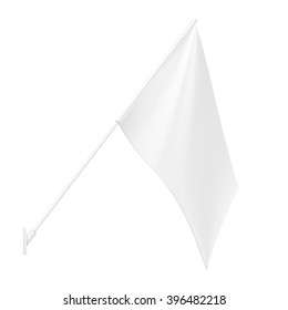 White Outdoor Wall Mount Flag Stander Advertising Banner Shield. Mock Up Products On White Background Isolated. Ready For Your Design. Product Packing. Vector EPS10