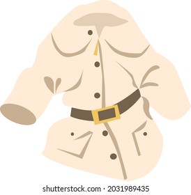 White outerwear jacket with  brown belt and hood