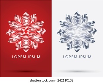 White outline abstract lotus logo, symbol, icon, graphic, vector.