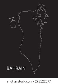 white outline of Bahrain map on black background