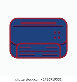 White Outline of a Blue Printer or Scanner Device on a Blue Background copier office equipment