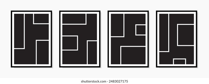 The white outline of a box on a dark background creates minimalist and modern wall art with a sense of order. Ideal for contemporary home decor, prints, posters, and digital artwork.