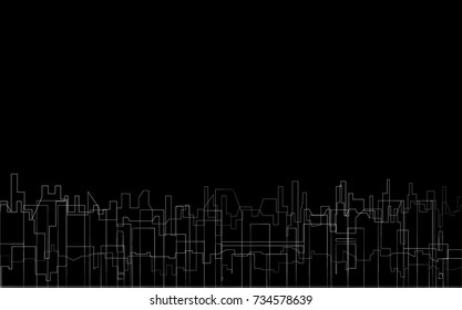 white outline cityscape.abstract vector skyline illustration