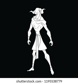 White outline drawing of the Egyptian god Khnum