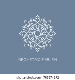 White outline emblem template design. Vector illustration.
