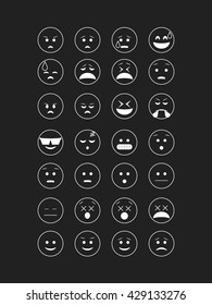White outline emoticon vector. Emoji vector. Smile icon set.  Emoticon icon web - stock vector.