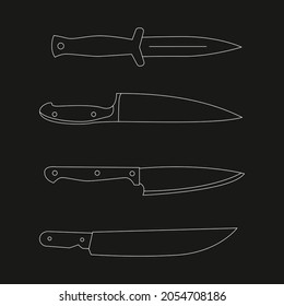white outline flat design knives illustration