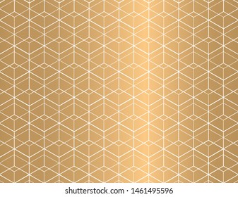 White outline geometric seamless pattern on golden background. Luxury style. vector illustration.