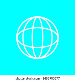 white outline globe isolated on blue background. vector illustration