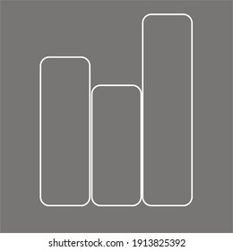 icono de gráfico de contorno blanco en fondo gris