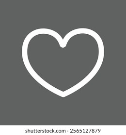 White outline heart symbol vector illustration. Gray background