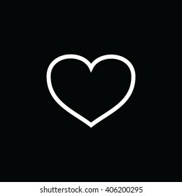 White outline heart symbol vector illustration. Black background