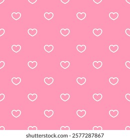 White outline hearts on pink background. Vector seamless pattern. Best for textile, wallpapers, wrapping paper, package and St. Valentine's Day decoration.