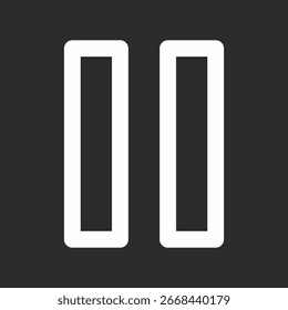 Icono de contorno blanco de una pausa sobre fondo negro