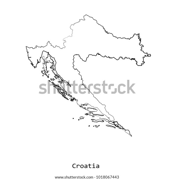 Blank Map Of Croatia White Outline Map Croatia Black Borders Stock Vector (Royalty Free)  1018067443 | Shutterstock