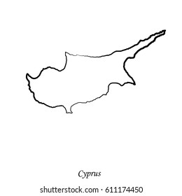 White outline map of Cyprus with black borders