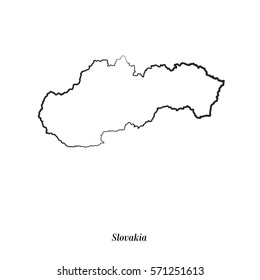 White outline map of Slovakia with black borders