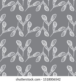 white outline maple seeds pattern, on gray background vector illustration for design and decoration