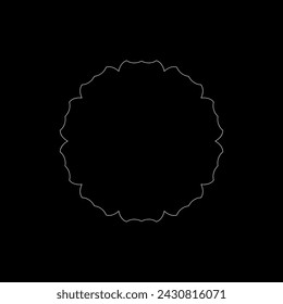 White outline ornamental circular pattern on black background. Card template design. Vector illustration.