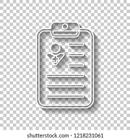 . White outline sign with shadow on transparent background