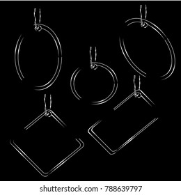 white outline silhouette black price tag sticker label set