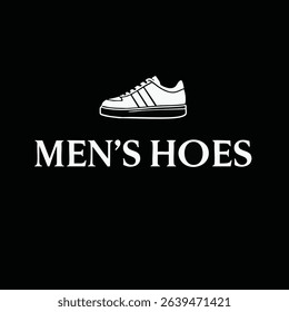 White outline sneaker logo with serif typography, perfect for premium men's shoe branding, athletic leisurewear, or high-end retail packaging. Clean vector with classic detailing.