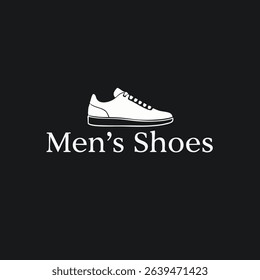White outline sneaker logo with serif typography, perfect for premium men's shoe branding, athletic leisurewear, or high-end retail packaging. Clean vector with classic detailing.