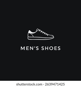 White outline sneaker logo with serif typography, perfect for premium men's shoe branding, athletic leisurewear, or high-end retail packaging. Clean vector with classic detailing.