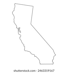 A white outline of the state of California