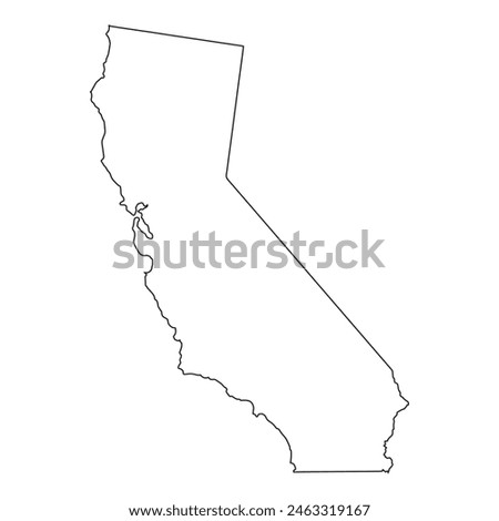 A white outline of the state of California