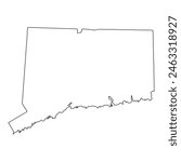 A white outline of the state of Connecticut