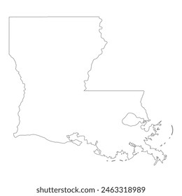 White outline of the state of Louisiana