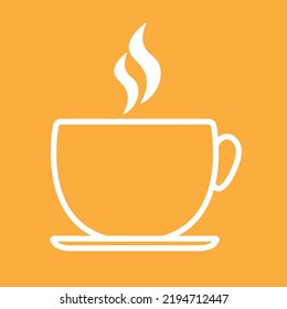 White Outline Stroke Cup of Tea and Coffee Clipart Icon Animation Vector Doodle Sticker for International Coffee Day