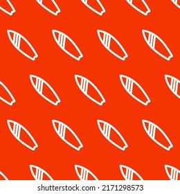 White outline surfboard seamless pattern with orange background.