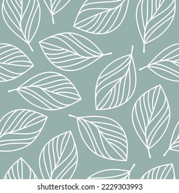 El vector de contorno blanco deja un patrón sin fisuras. Resumen de ramas de línea ramas de fondo floral ilustración. Papel de escritorio, fondo, tela, textil, impresión, papel envolvente o diseño de paquete.