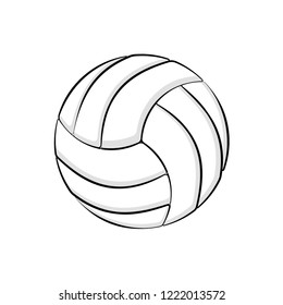 White outline volleyball symbol with shadows isolated on white background