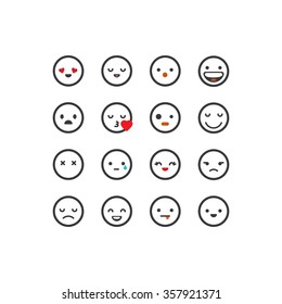 White outlined emoticon set