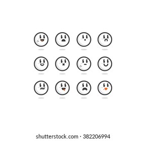 White outlined emoticon set