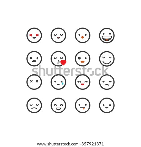 White outlined emoticon set