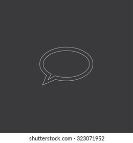 A White Outlined Icon on Grey Background - Speech Bubble