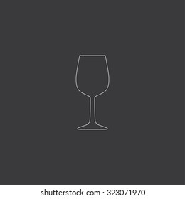A White Outlined Icon on Grey Background - Wine Glass