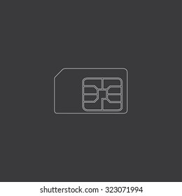 A White Outlined Icon on Grey Background - SIM Card