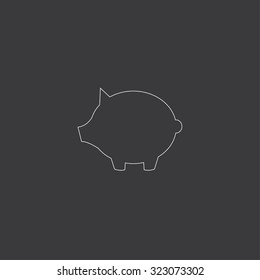 A White Outlined Icon on Grey Background - Piggy Bank