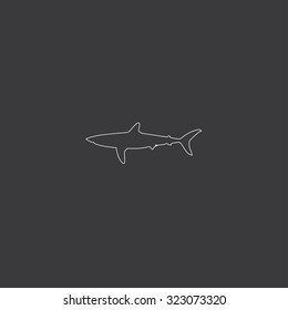 A White Outlined Icon on Grey Background - Shark