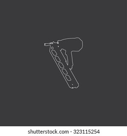 A White Outlined Icon on Grey Background - Nail Gun