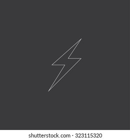 A White Outlined Icon on Grey Background - Lightning Bolt