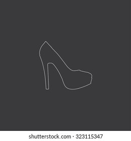 A White Outlined Icon on Grey Background - High Heels