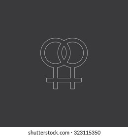 A White Outlined Icon on Grey Background - Lesbian
