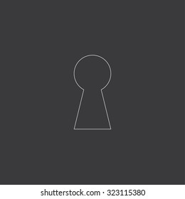 A White Outlined Icon on Grey Background - Keyhole
