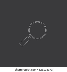 A White Outlined Icon on Grey Background - Magniying Glass